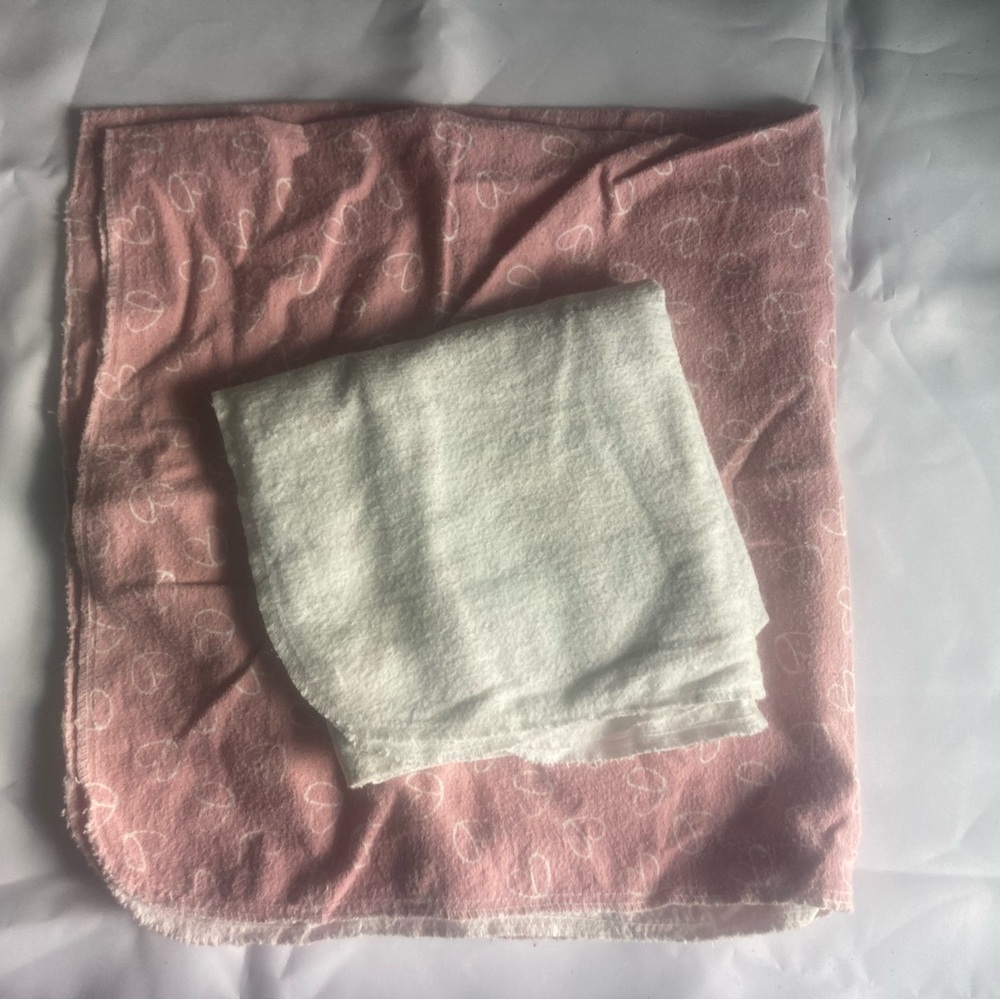 Pink and White Cotton Flannel Receiving Blankets